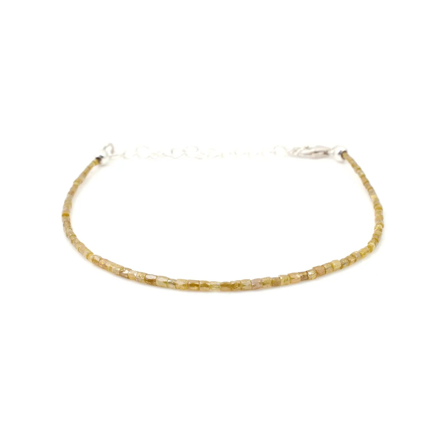 Yellow Diamond Bracelet 1.5 - 2 mm Faceted TUBE Diamond Beads
