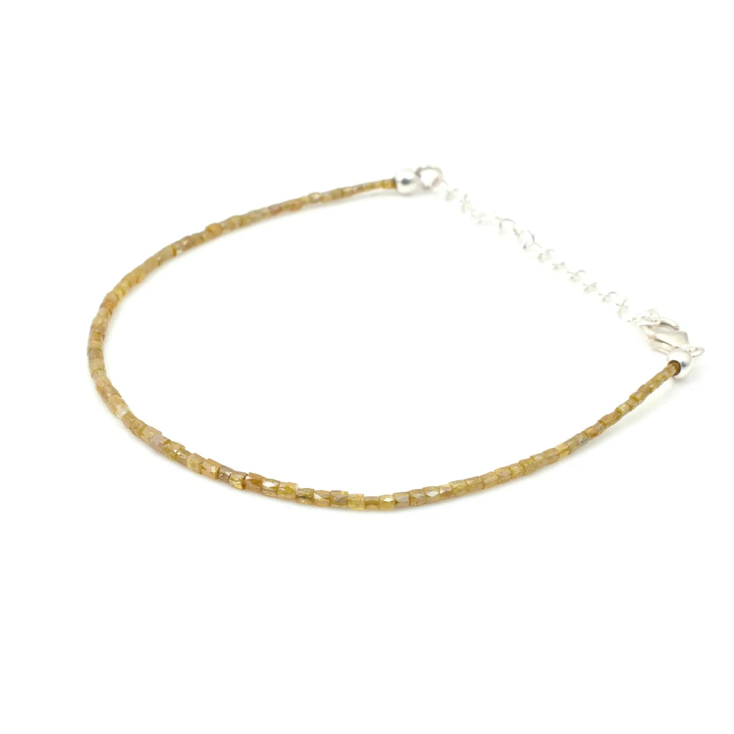 Yellow Diamond Bracelet 1.5 - 2 mm Faceted TUBE Diamond Beads