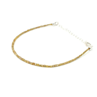 Yellow Diamond Bracelet 1.5 - 2 mm Faceted TUBE Diamond Beads