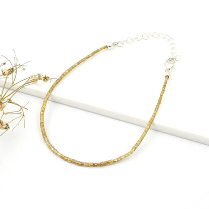 Yellow Diamond Bracelet 1.5 - 2 mm Faceted TUBE Diamond Beads