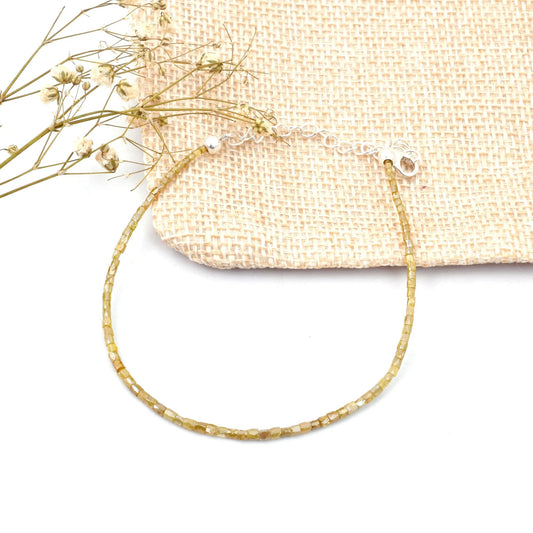 Yellow Diamond Bracelet 1.5 - 2 mm Faceted TUBE Diamond Beads