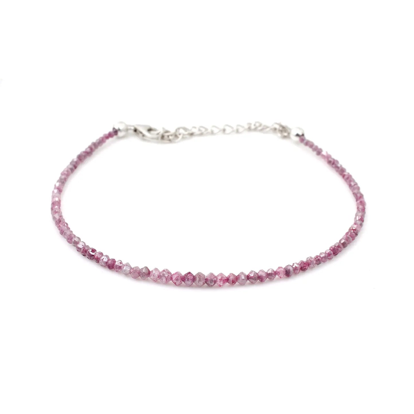 AAA+ Pink Diamond Bracelet 1.5 - 3MM Faceted Rondelle Diamond Beaded Bracelet