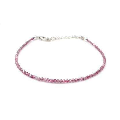 AAA+ Pink Diamond Bracelet 1.5 - 3MM Faceted Rondelle Diamond Beaded Bracelet