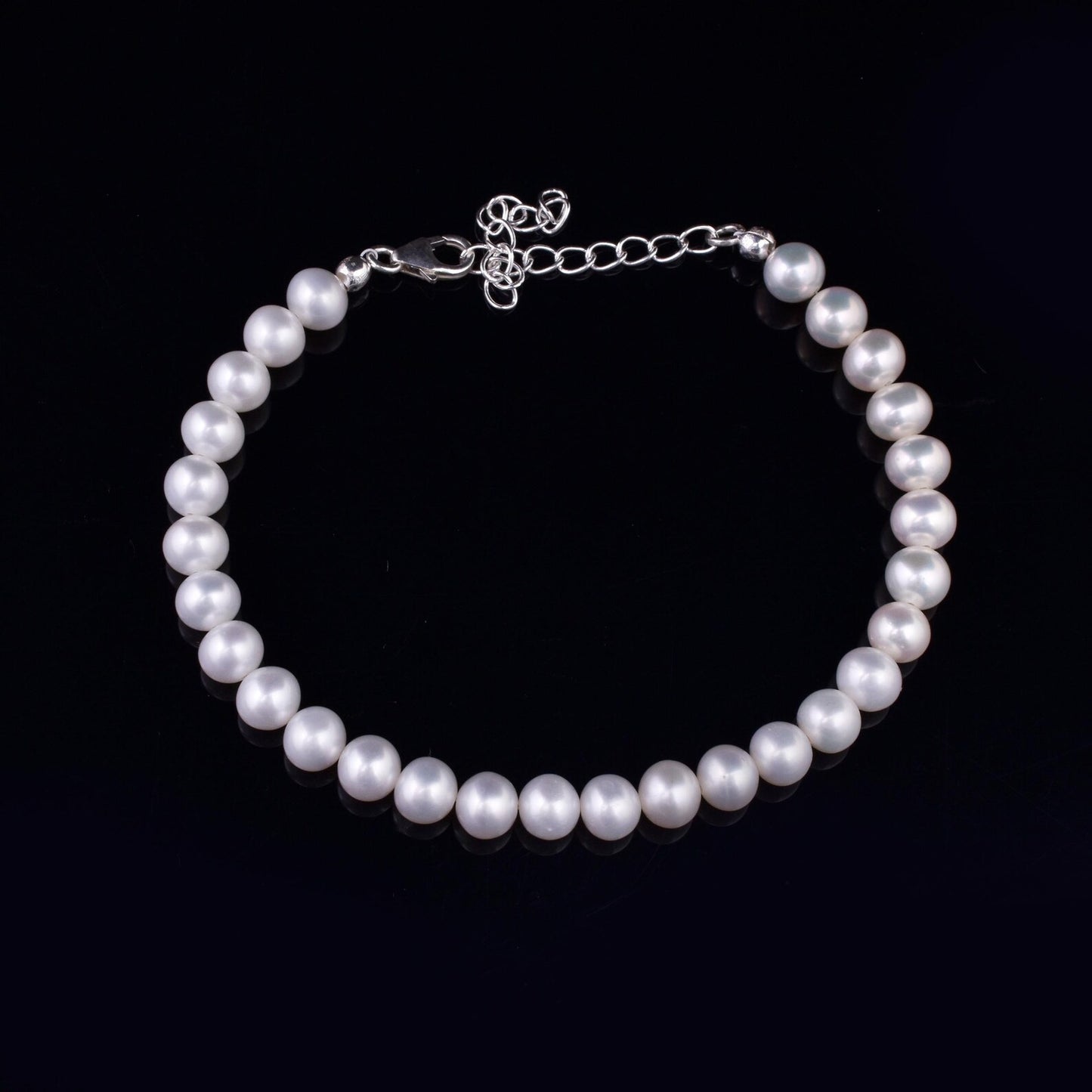 Round Pearl Bracelet 925 Sterling Silver Bracelet