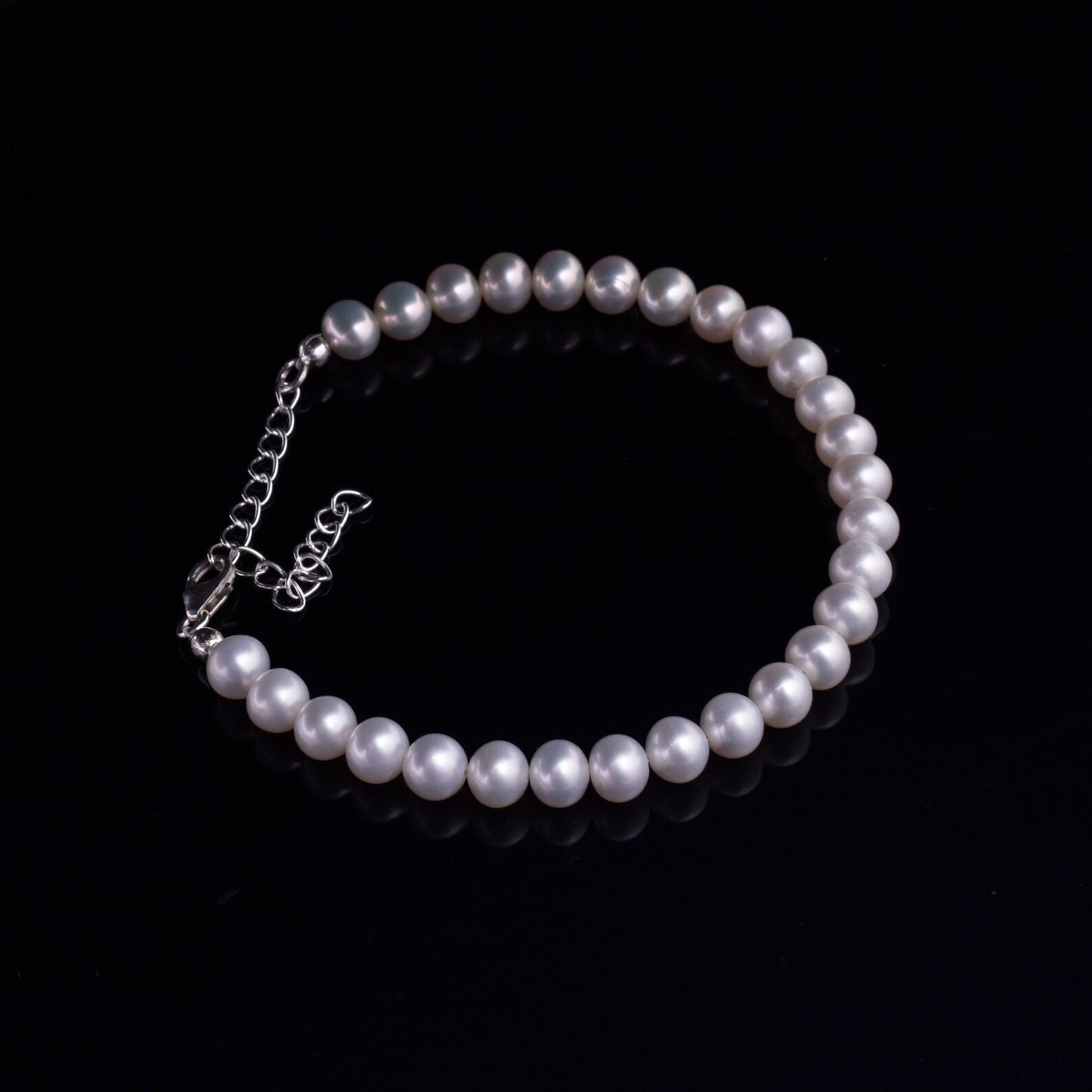 Round Pearl Bracelet 925 Sterling Silver Bracelet