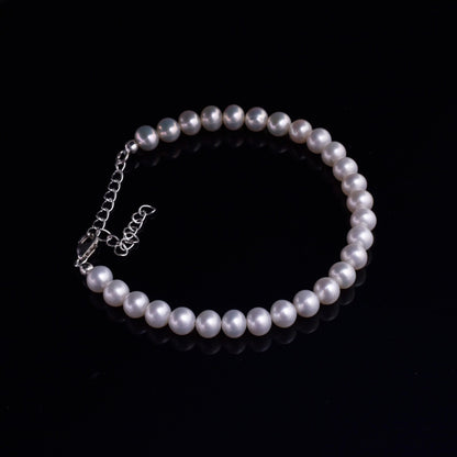 Round Pearl Bracelet 925 Sterling Silver Bracelet