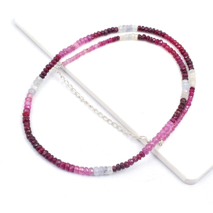 Ruby Shaded Gemstone Beads Necklace