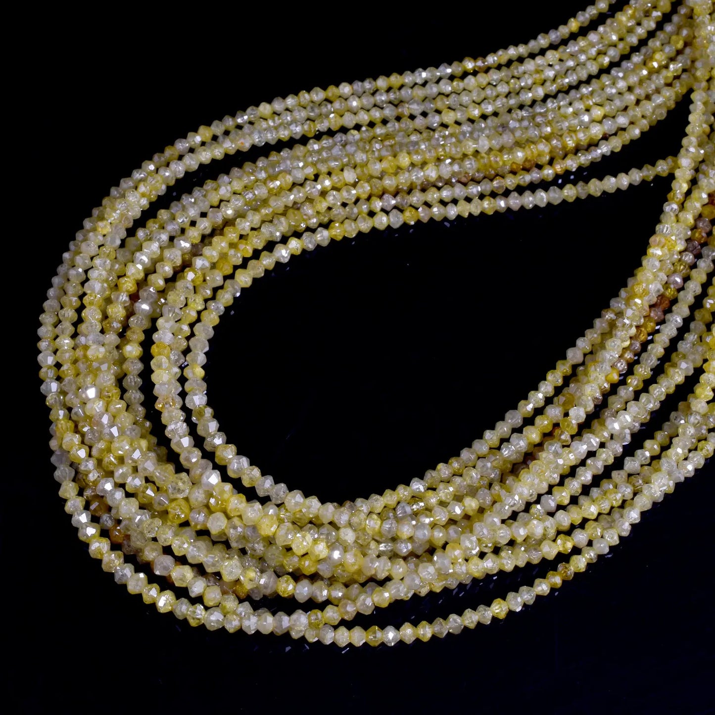 Yellow Diamond Bead 1.6 - 2.4mm AAA+ Faceted Rondelle Diamond Beads