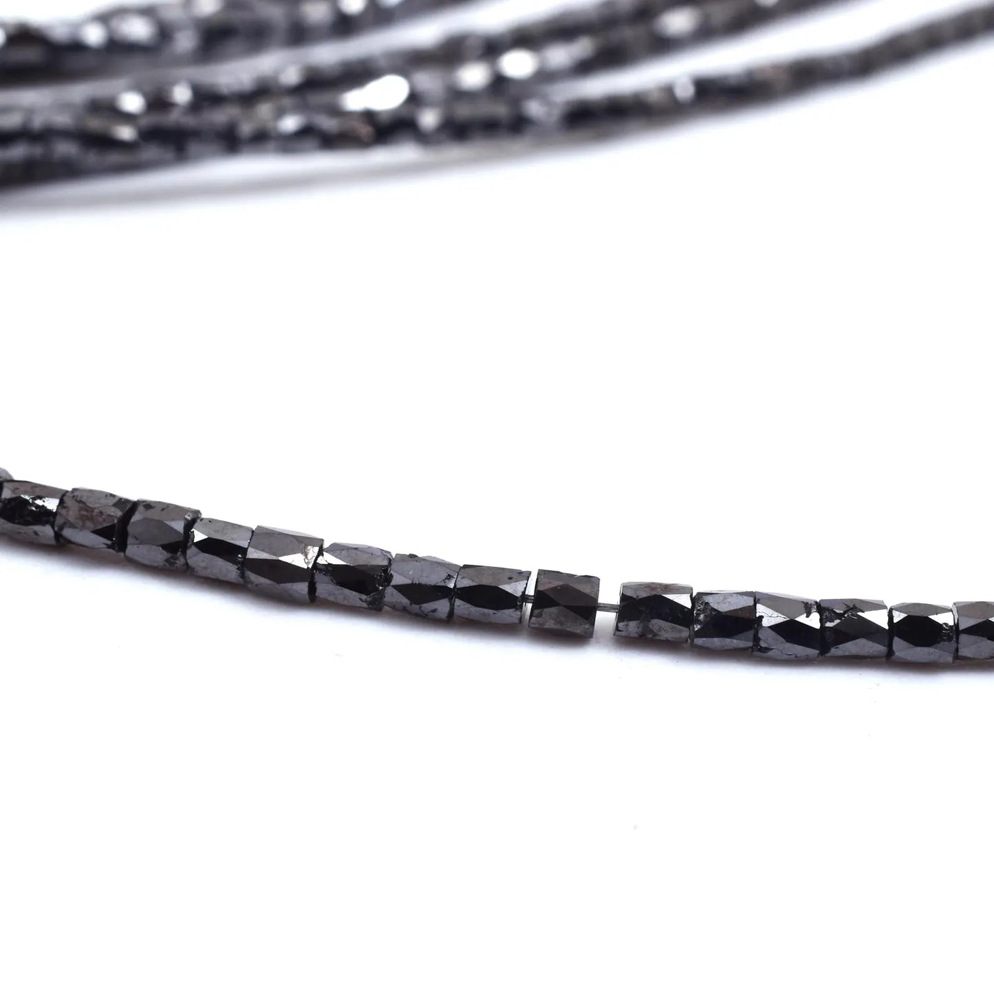 Black Diamond Bead 1.5 - 3MM Faceted Diamond Tube Beads