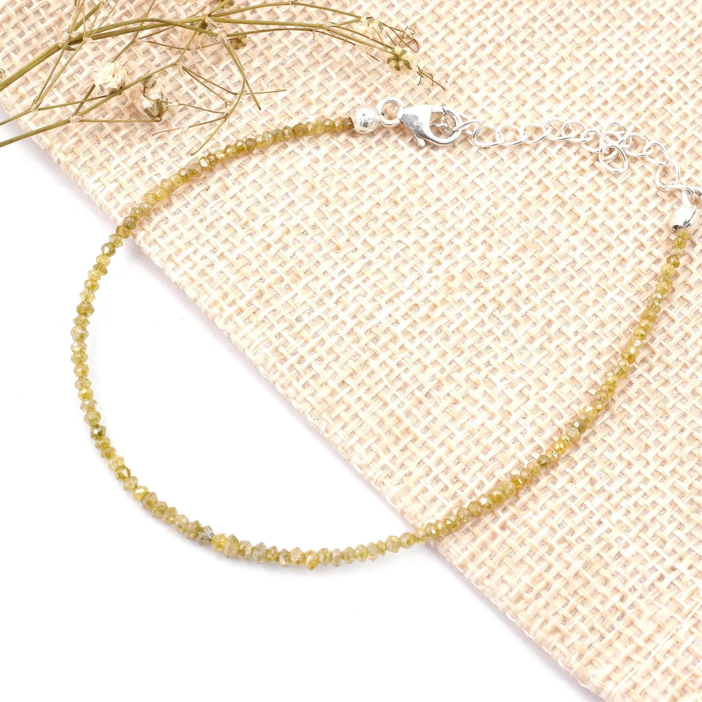 Yellow Diamond Beads Silver Bracelet