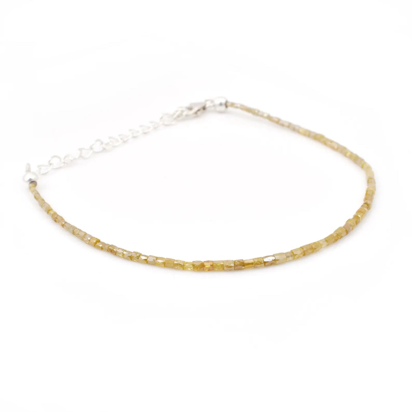 Yellow Diamond Bracelet 1.5 - 2 mm Faceted TUBE Diamond Beads
