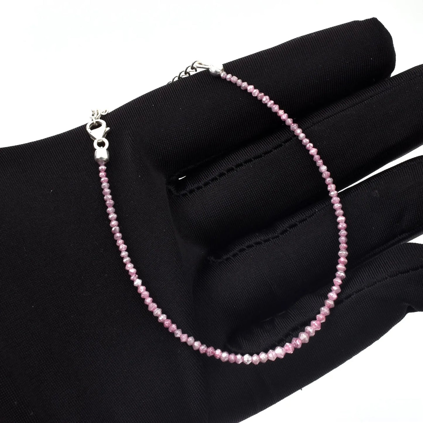AAA+ Pink Diamond Bracelet 1.5 - 3MM Faceted Rondelle Diamond Beaded Bracelet