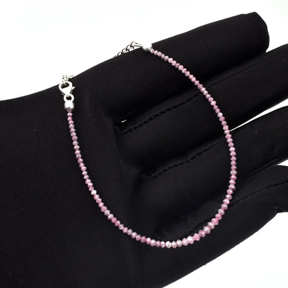 AAA+ Pink Diamond Bracelet 1.5 - 3MM Faceted Rondelle Diamond Beaded Bracelet