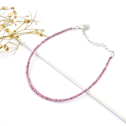 AAA+ Pink Diamond Bracelet 1.5 - 3MM Faceted Rondelle Diamond Beaded Bracelet