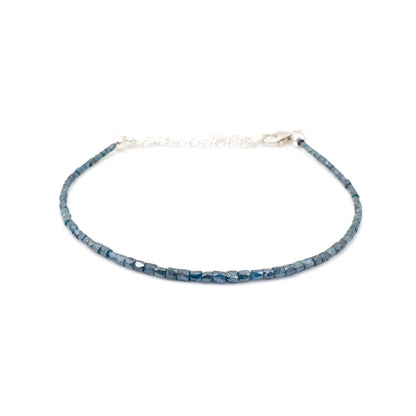TUBE Blue Diamond Bracelet 1.5 - 2.5 MM Faceted Diamond Beaded Bracelet