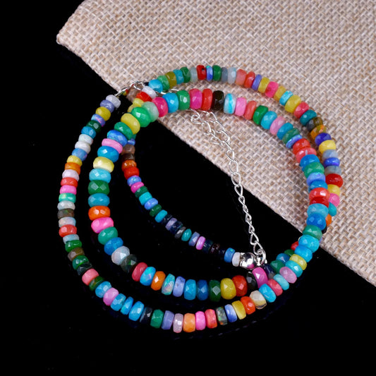 Multi Color Ethiopian Opal Necklace Disco Opal 4 - 6 mm