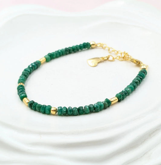18K Gold Emerald Corundum Bracelet