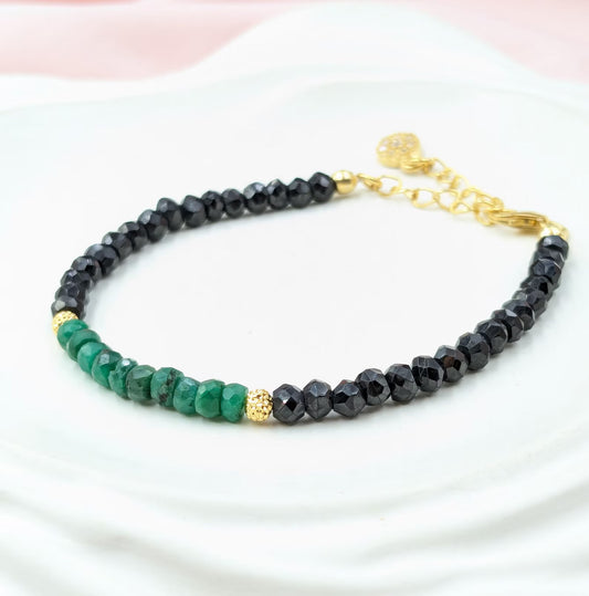Black Spinel & Emerald Bracelet