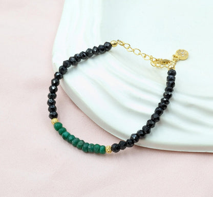 Black Spinel & Emerald Bracelet