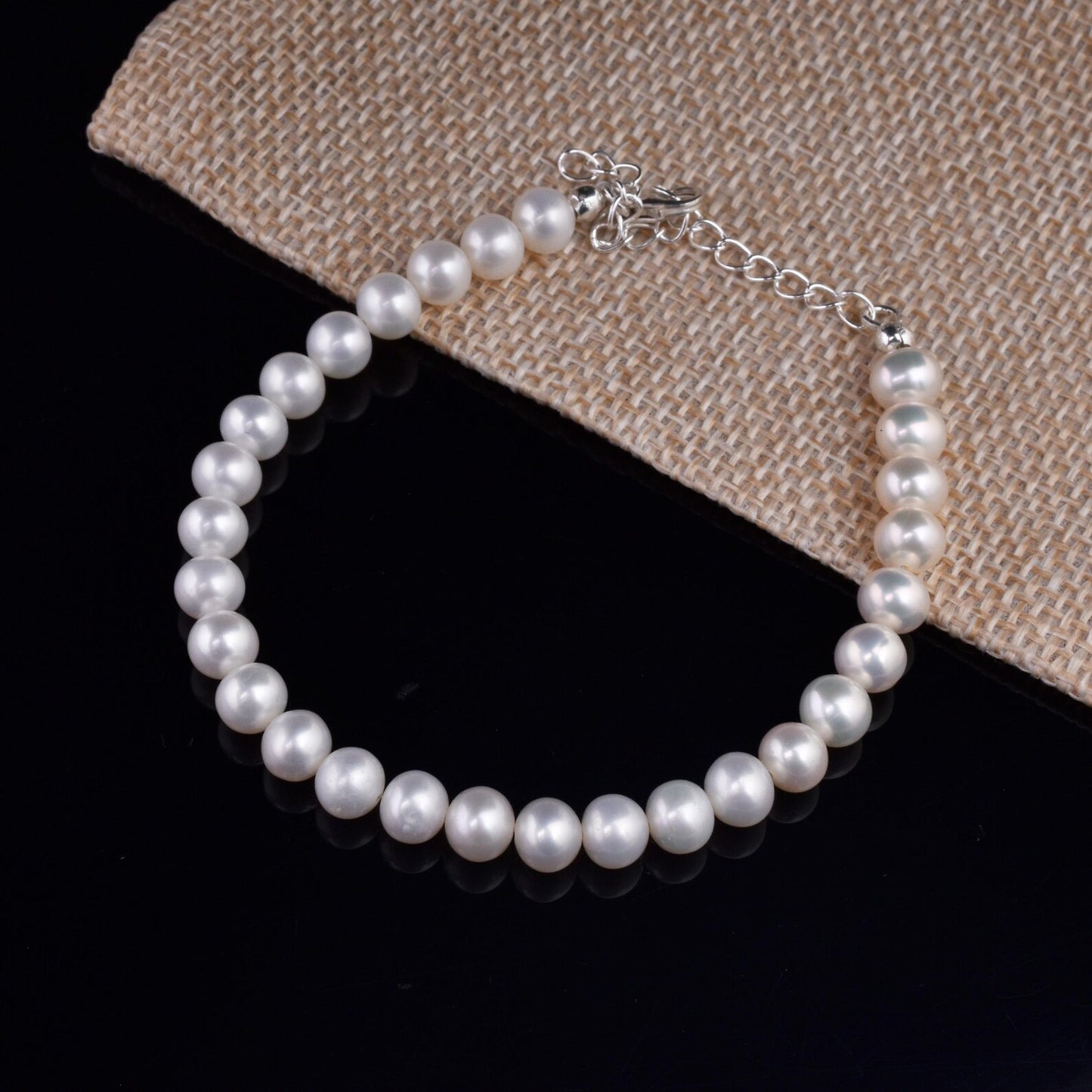 Round Pearl Bracelet 925 Sterling Silver Bracelet