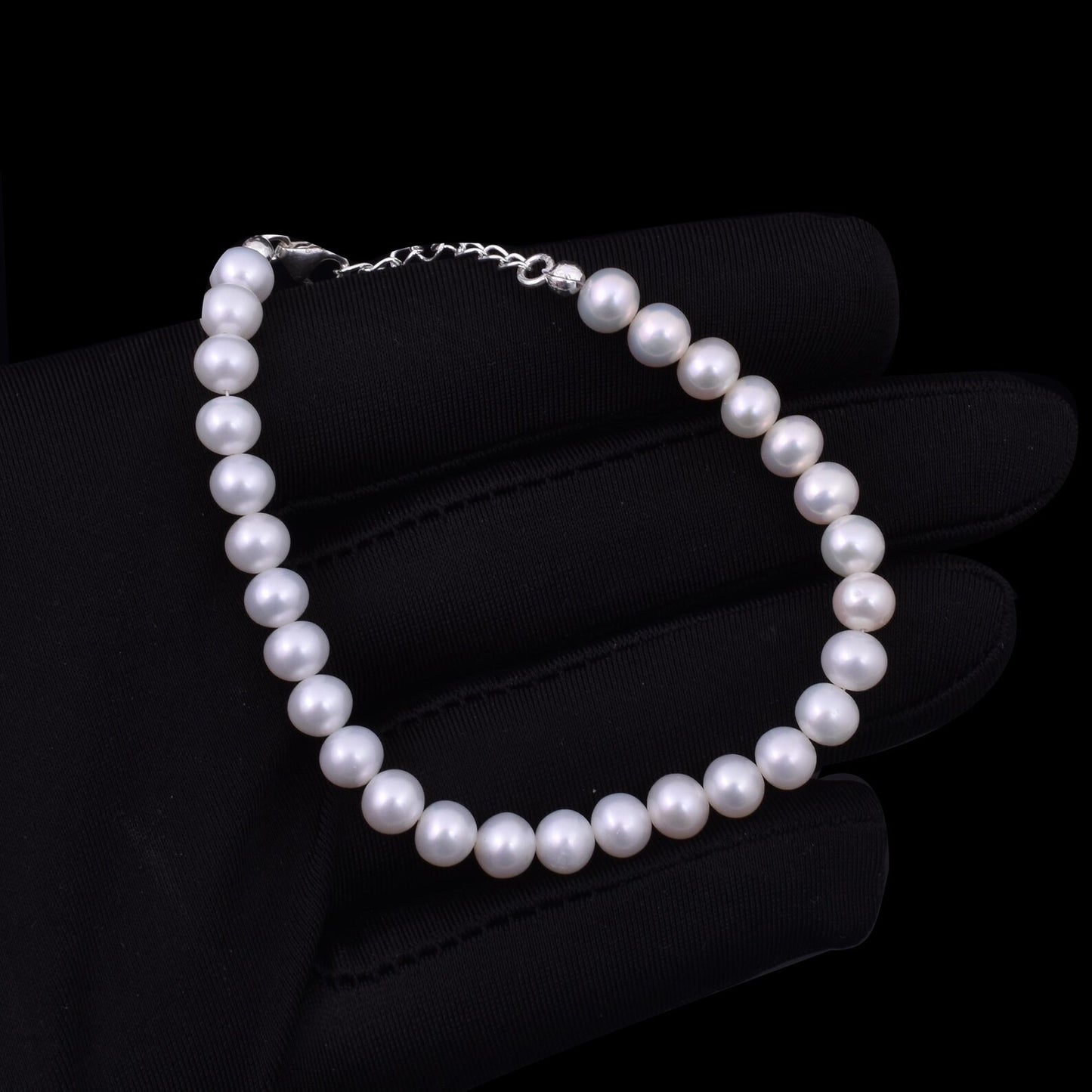 Round Pearl Bracelet 925 Sterling Silver Bracelet