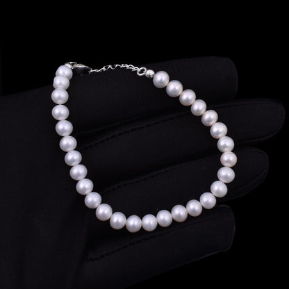 Round Pearl Bracelet 925 Sterling Silver Bracelet