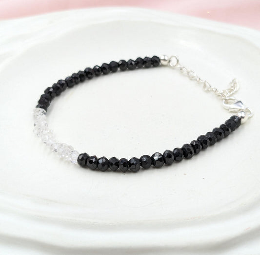 Black Spinel & Herkimer Diamond Bracelet