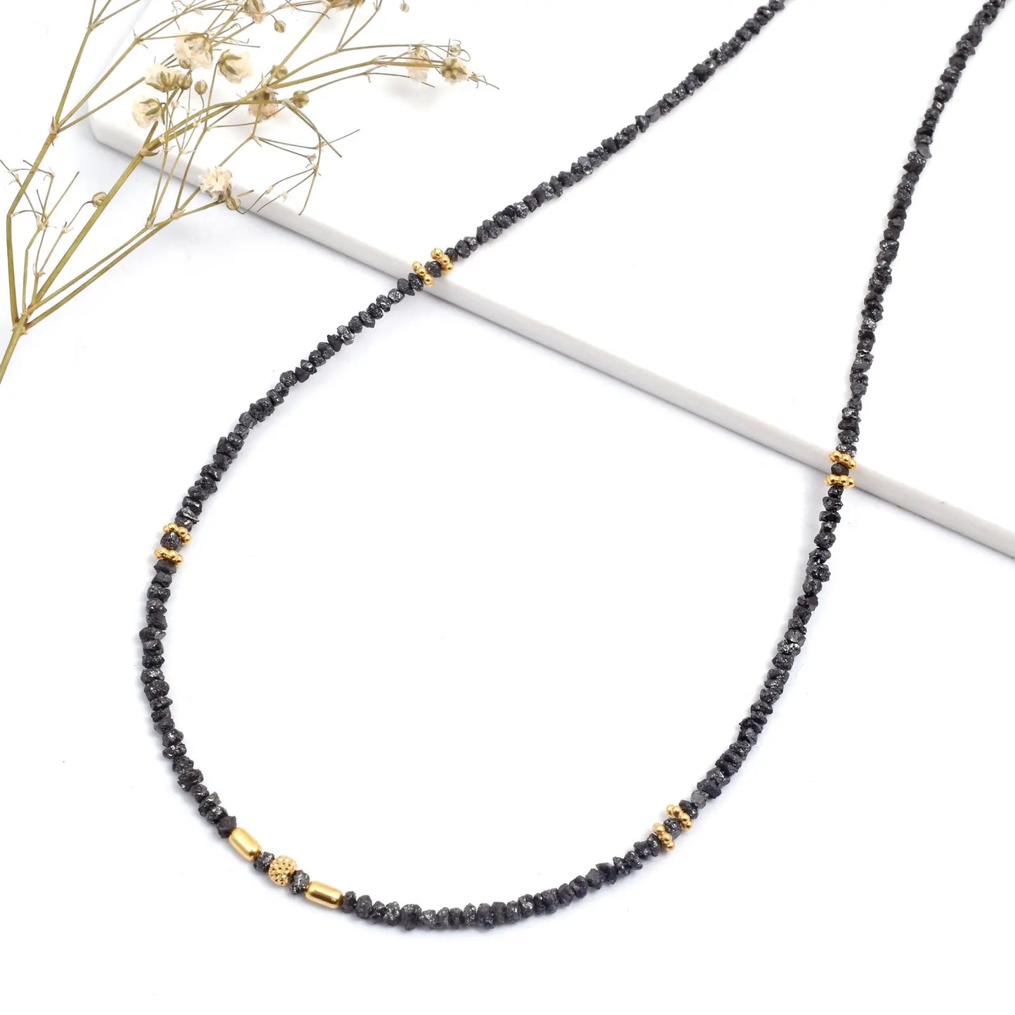 Uncut Black Diamond Necklace 2 - 3 mm
