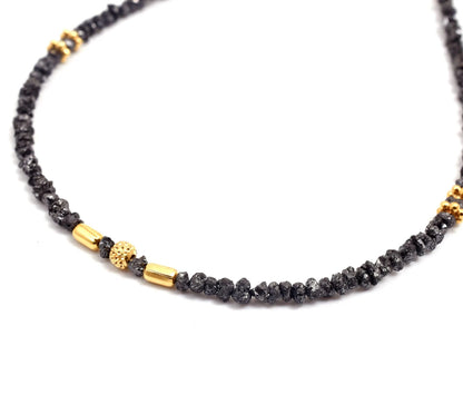 Uncut Black Diamond Necklace 2 - 3 mm