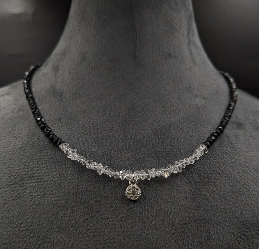 Black Spinel & Herkimer Necklace