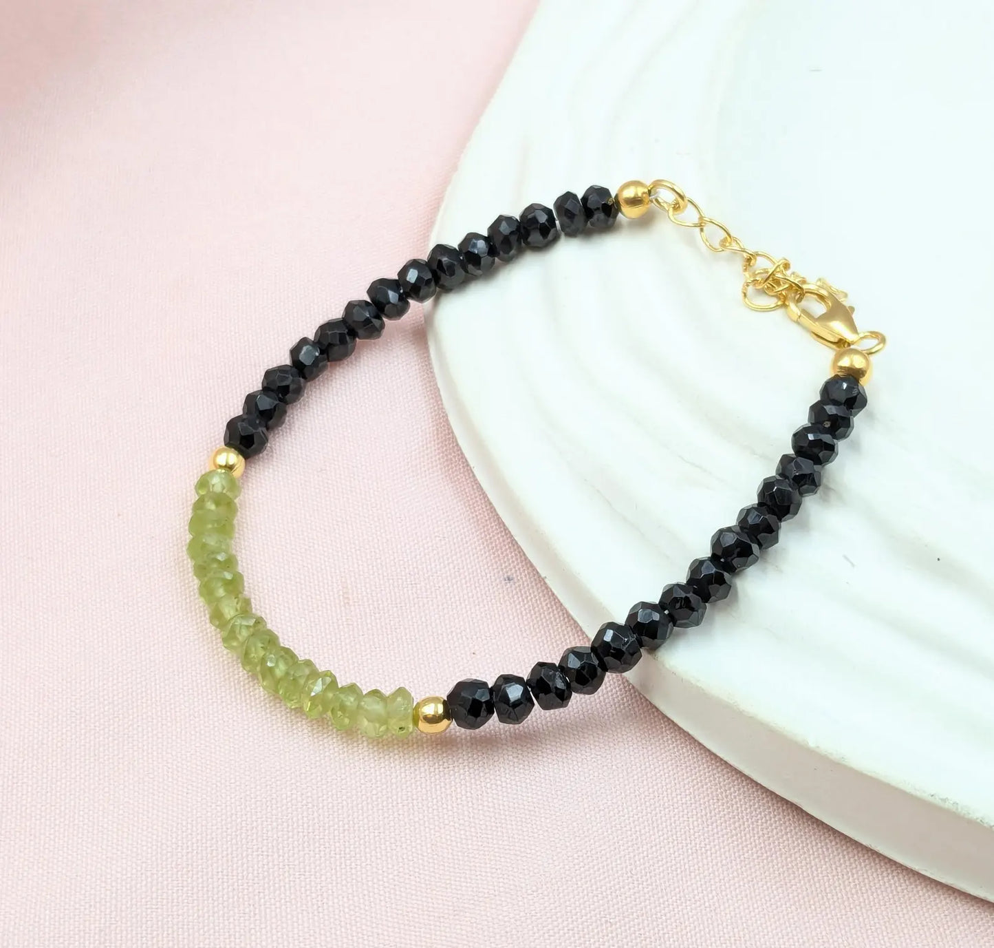 Peridot & Black Spinel Gemstone Bracelet