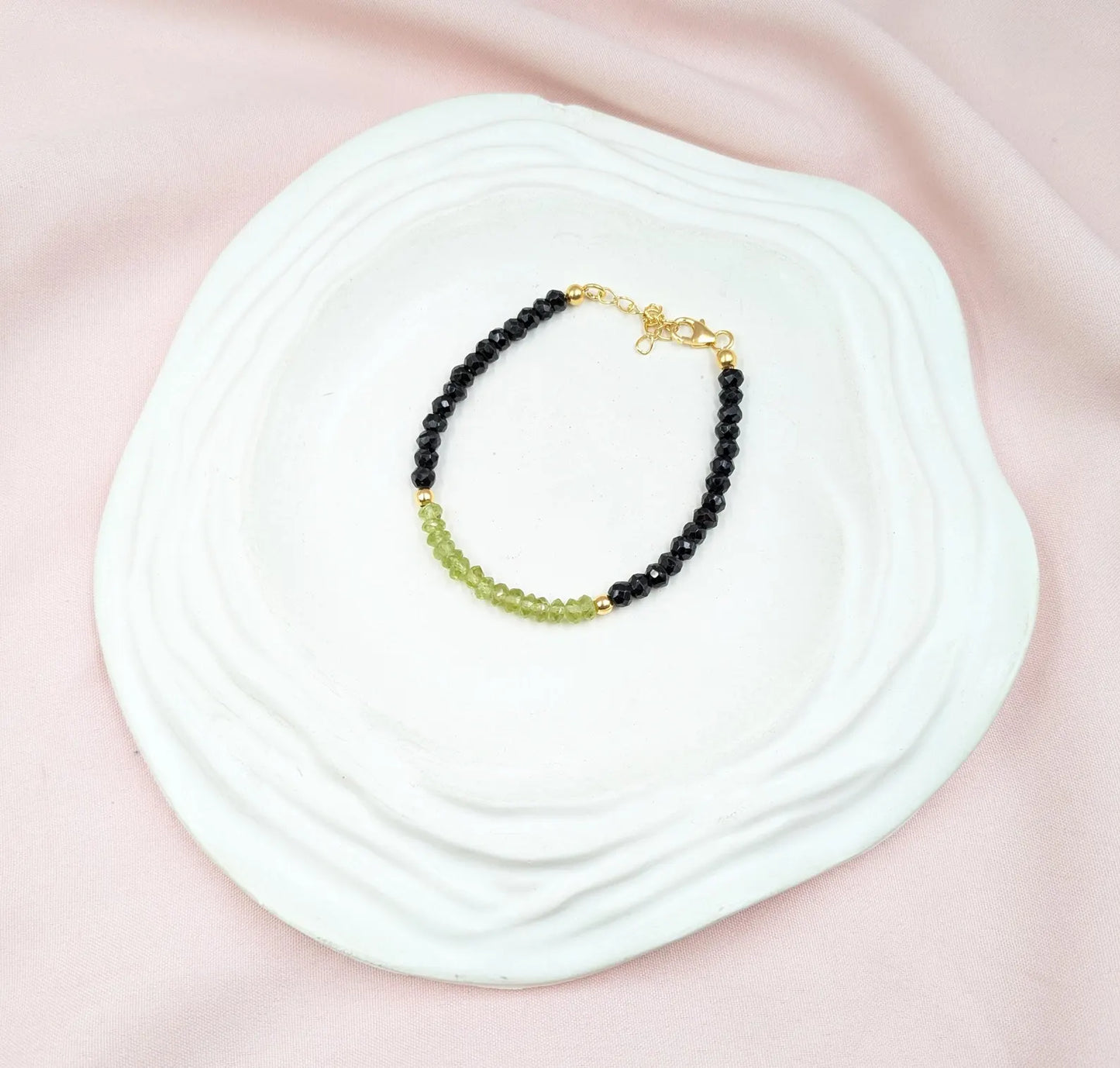 Peridot & Black Spinel Gemstone Bracelet
