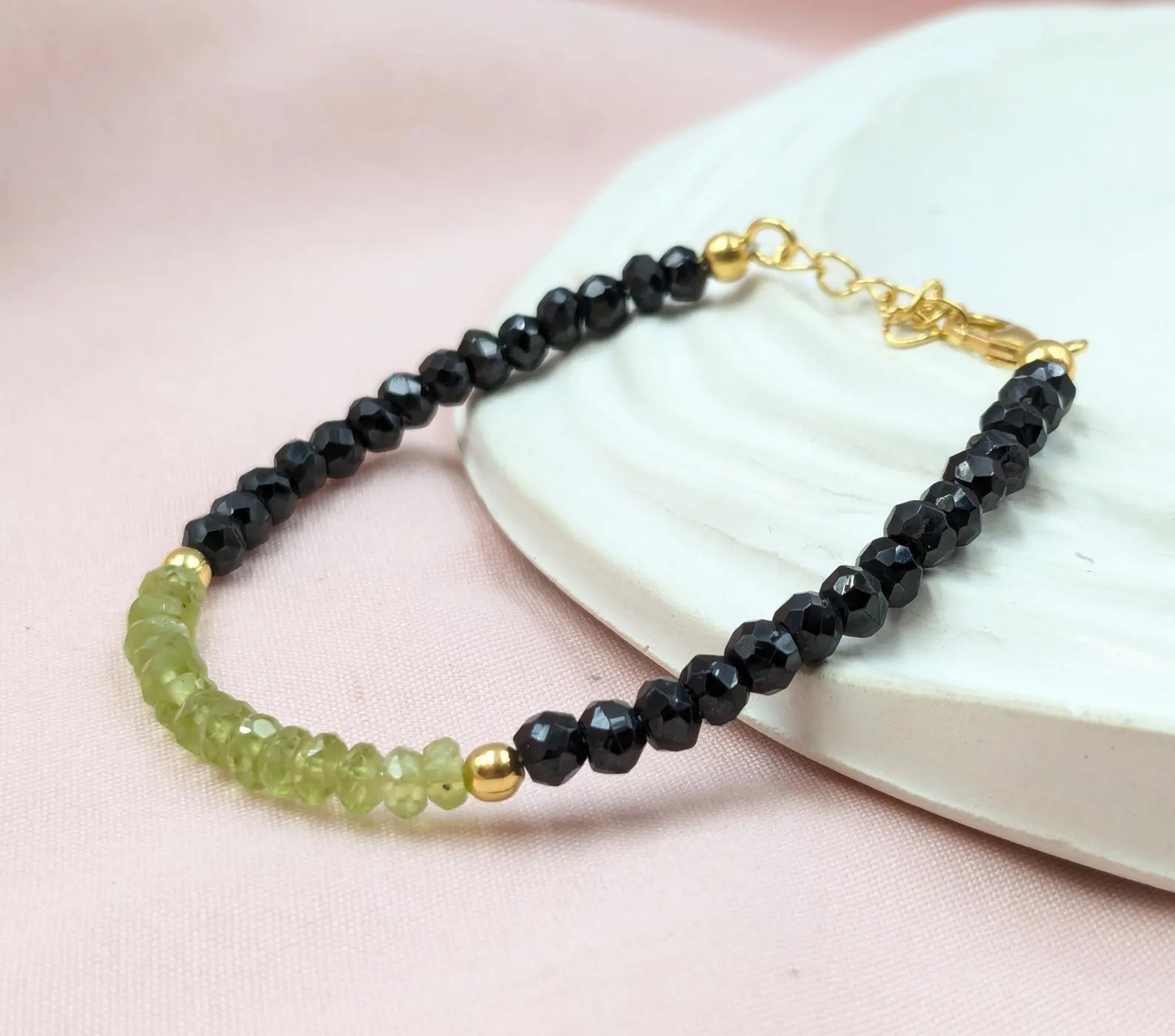 Peridot & Black Spinel Gemstone Bracelet