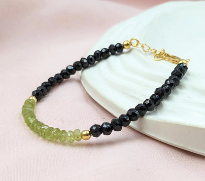 Peridot & Black Spinel Gemstone Bracelet