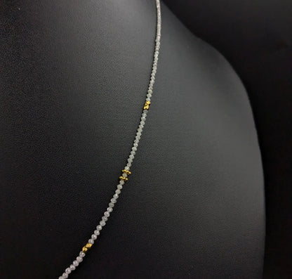 White Diamond Necklace 18k Gold Filled Beaded Necklace