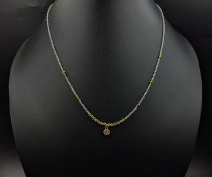 White Diamond Necklace 18k Gold Filled Beaded Necklace