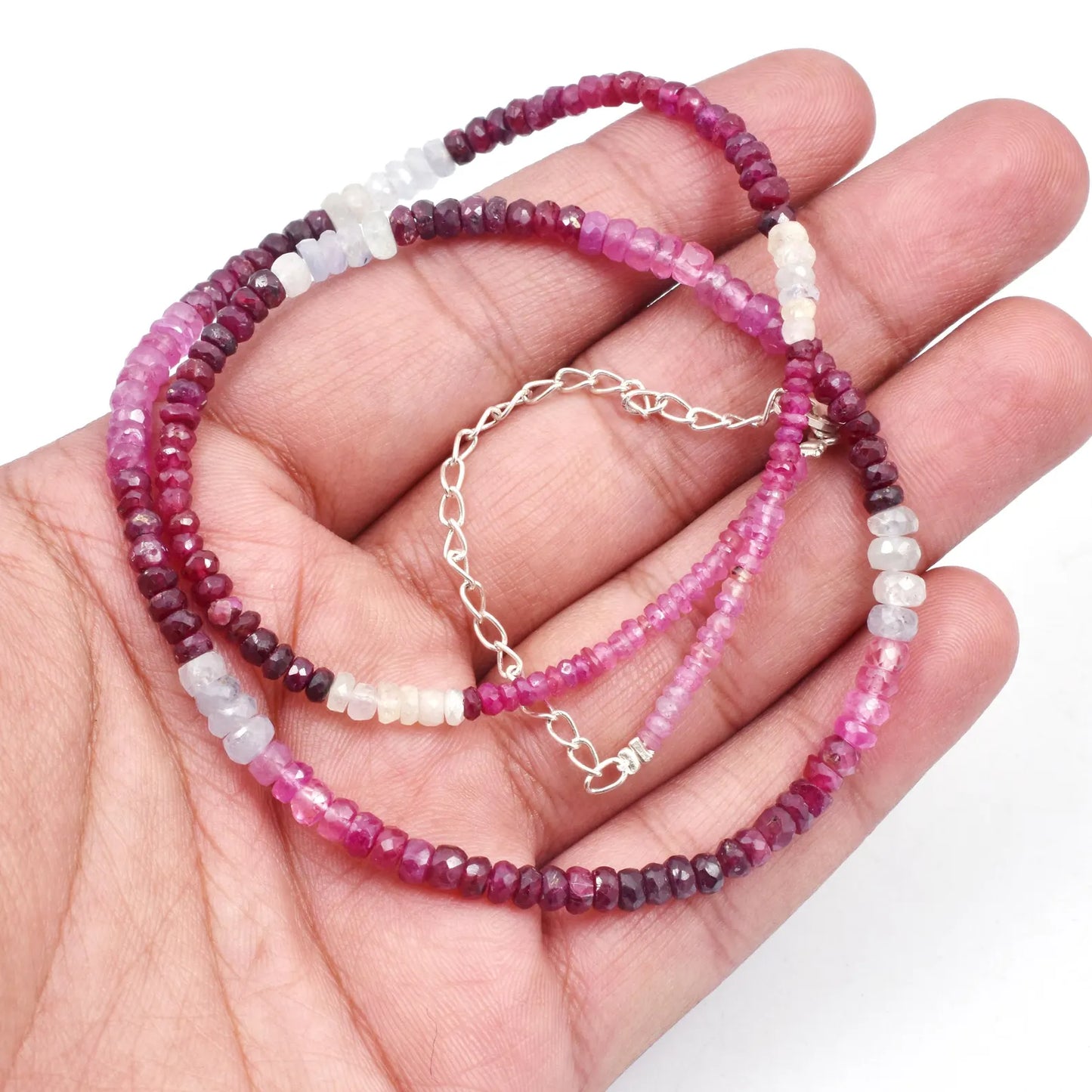 Ruby Shaded Gemstone Beads Necklace