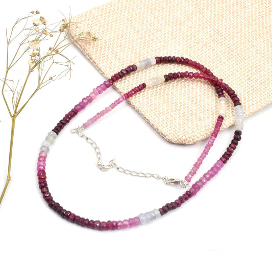 Ruby Shaded Gemstone Beads Necklace