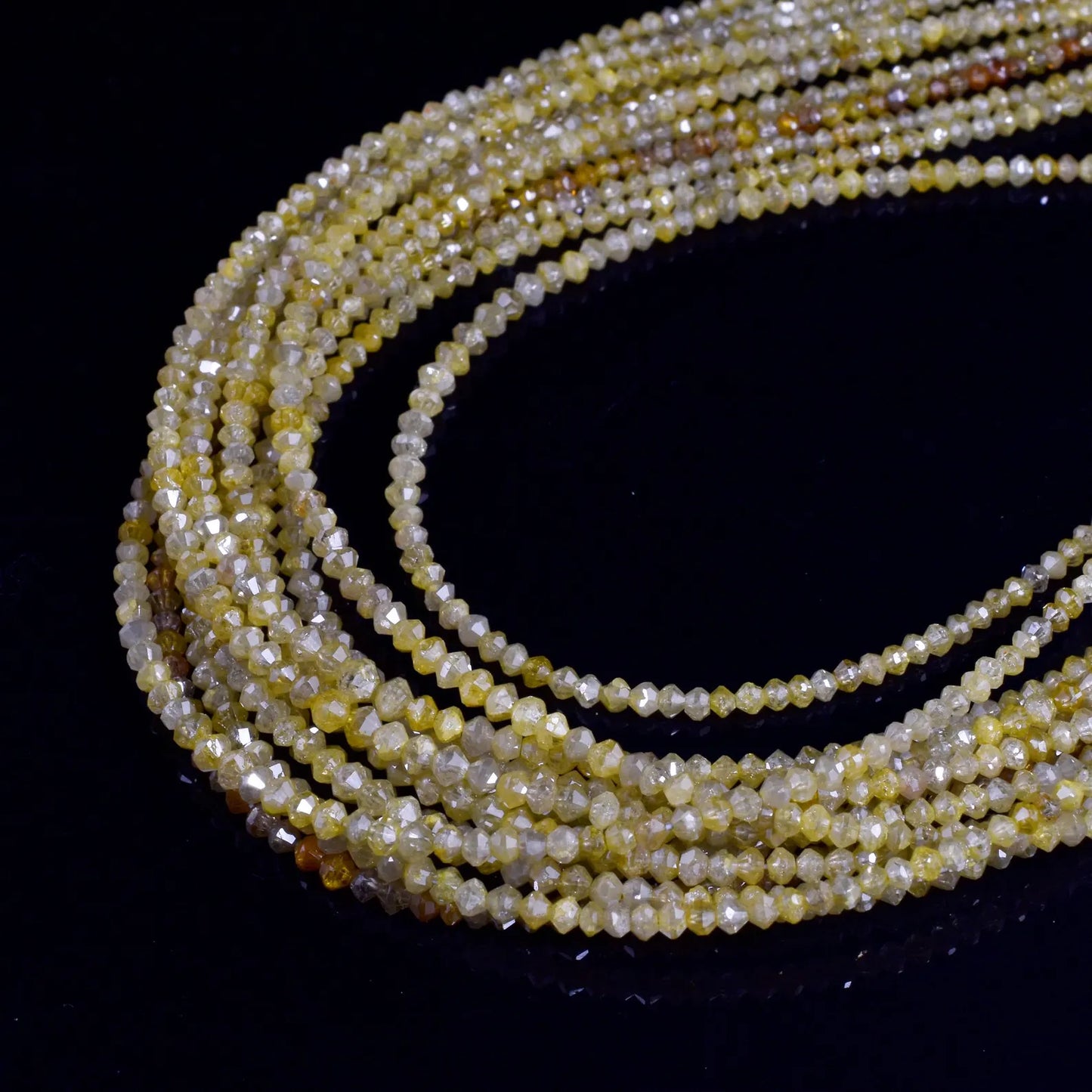 Yellow Diamond Bead 1.6 - 2.4mm AAA+ Faceted Rondelle Diamond Beads