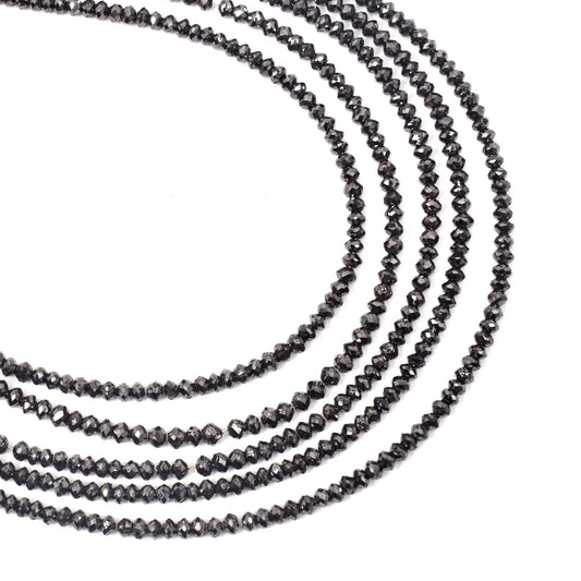 Black Diamond Beads 2.2 - 3 mm Faceted Rondelle Diamond Beads