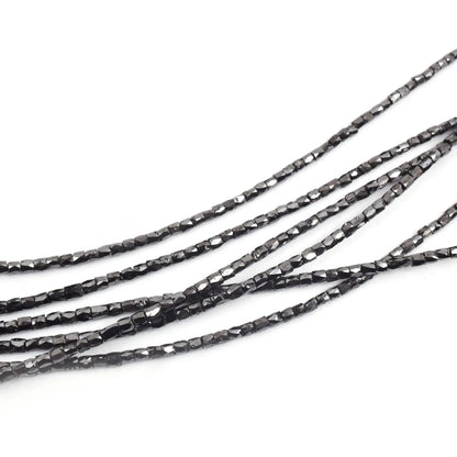 Black Diamond Bead 1.5 - 3MM Faceted Diamond Tube Beads