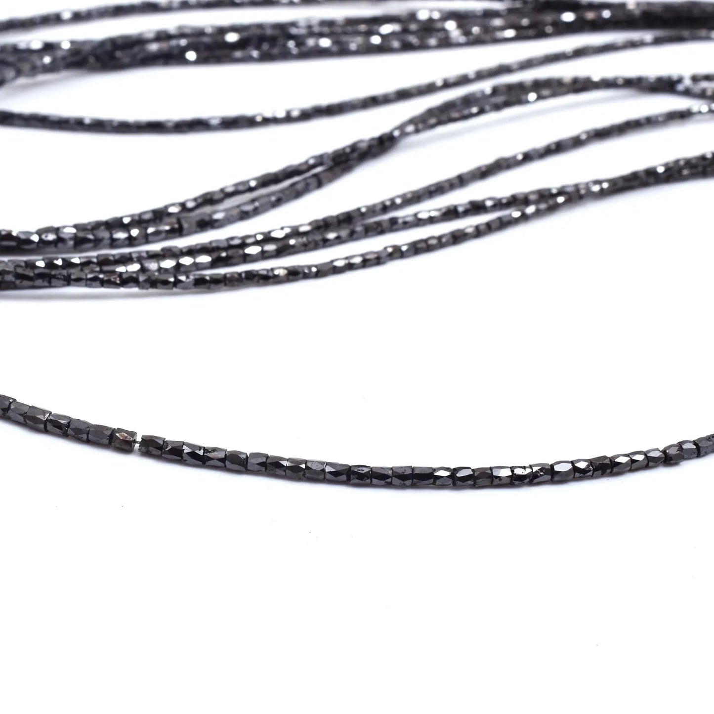 Black Diamond Bead 1.5 - 3MM Faceted Diamond Tube Beads