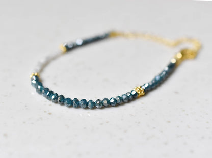 Blue Diamond Bracelet 18K Gold Filled Silver Jewelry