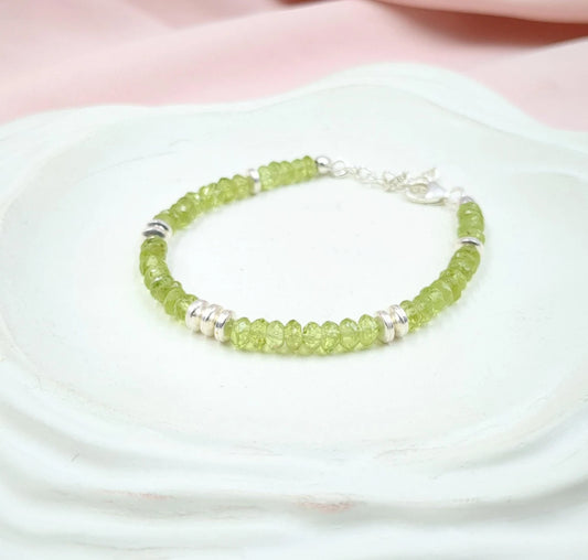 AAA+ Peridot Bracelet 925 Sterling Silver Bracelet