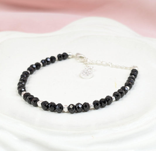 Black Spinel 925 Sterling Silver Bracelet