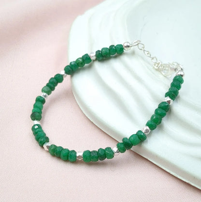 Emerald Corundum 925 Sterling Silver Bracelet