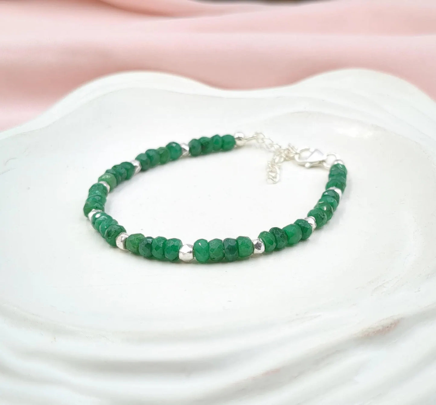 Emerald Corundum 925 Sterling Silver Bracelet