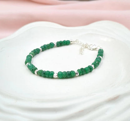Emerald Corundum 925 Sterling Silver Bracelet