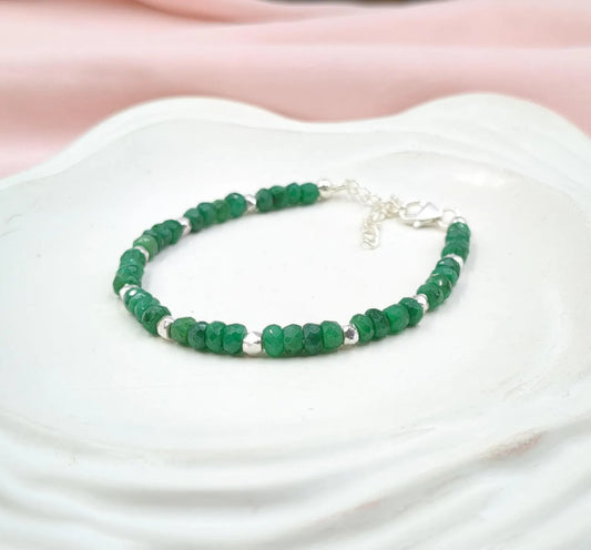 Emerald Corundum 925 Sterling Silver Bracelet