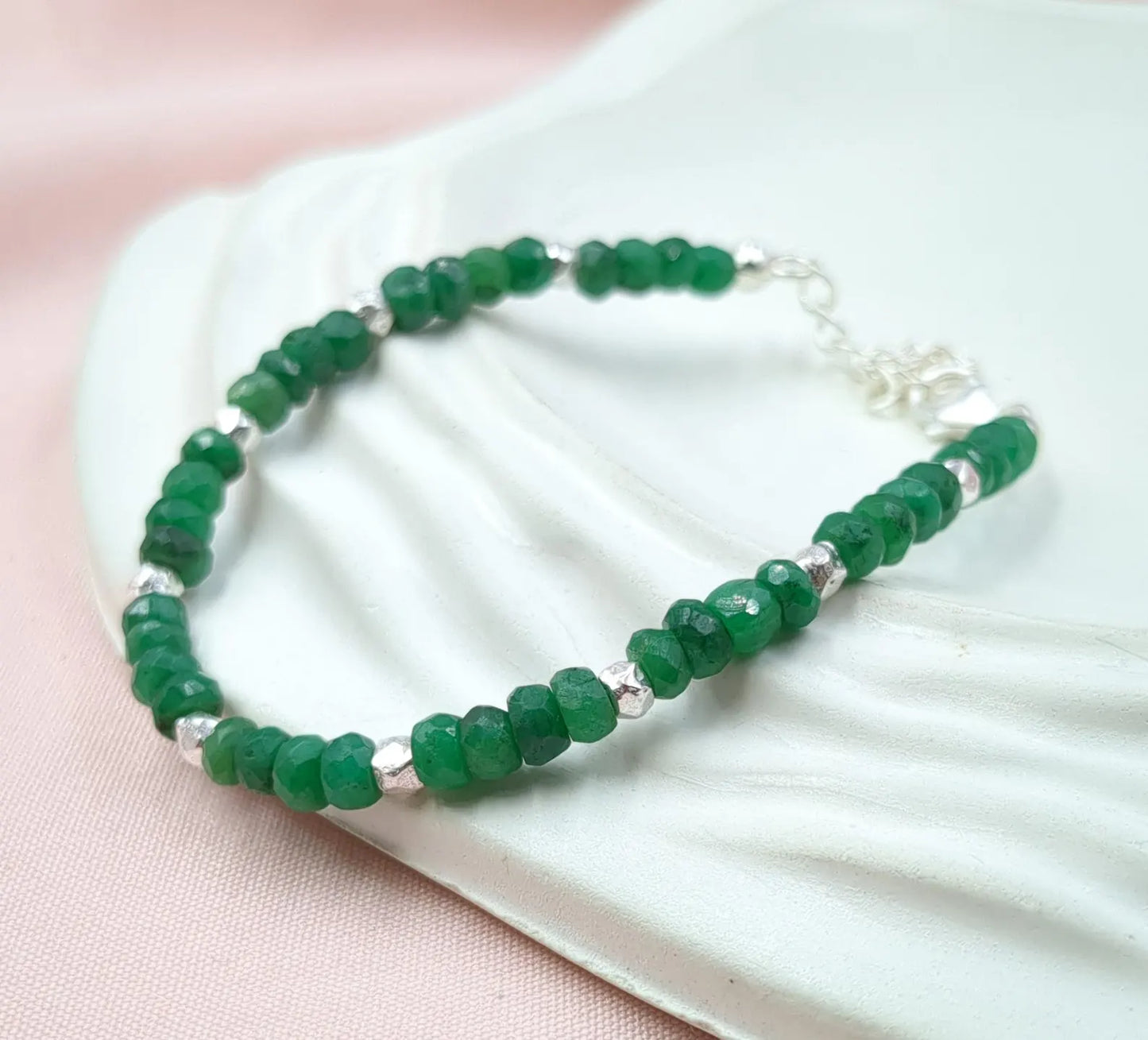 Emerald Corundum 925 Sterling Silver Bracelet